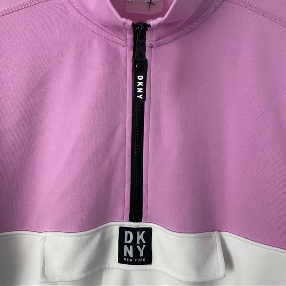 DKNY Pink White & Black Colorblock Tech Pullover Sweatshirt Anorak - Picture 6 of 12